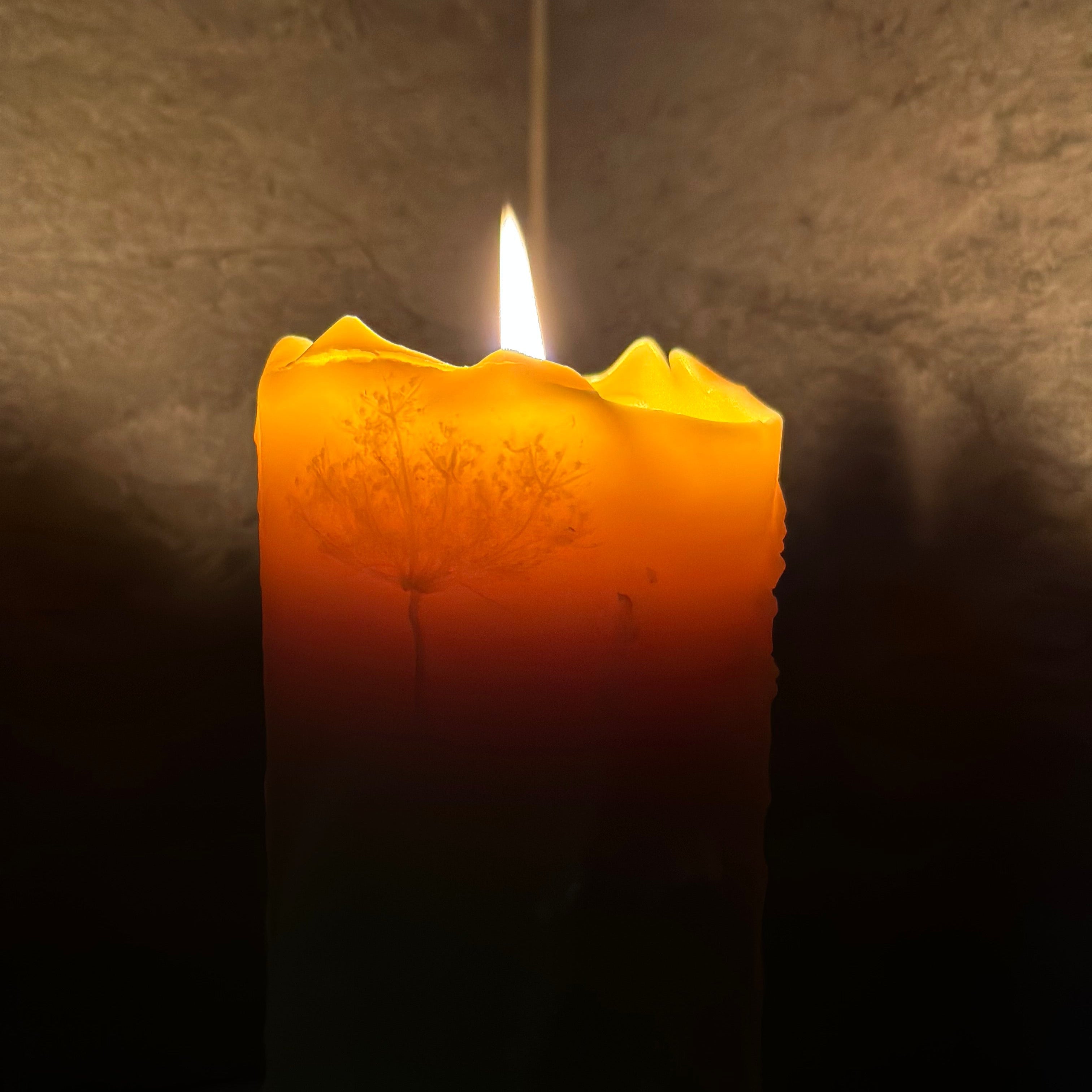 meadows pillar burning beeswax