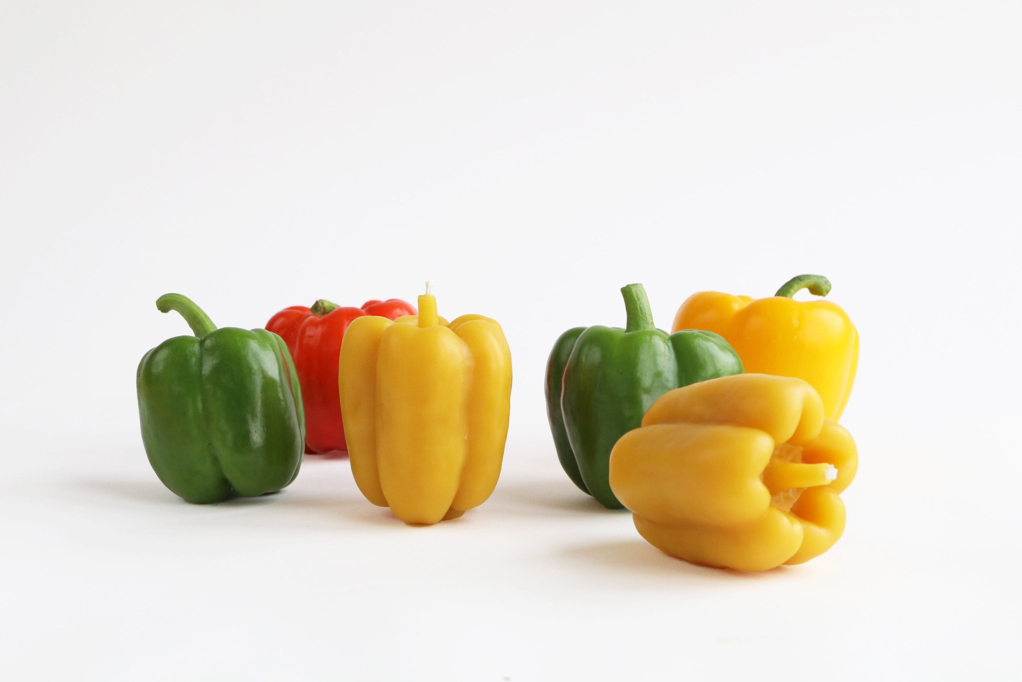 pepper candles and real bell peppers