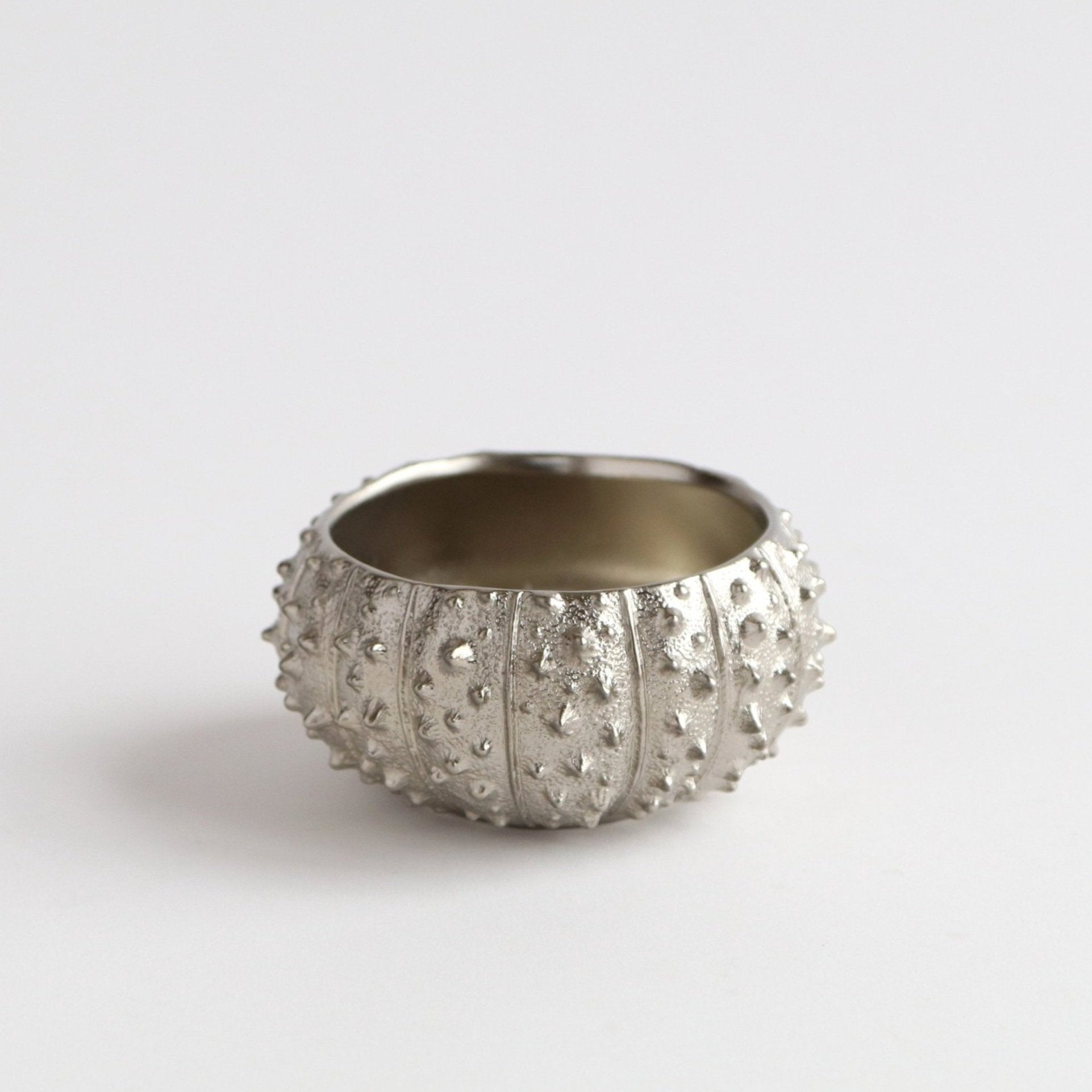 silver metal sea urchin bowl