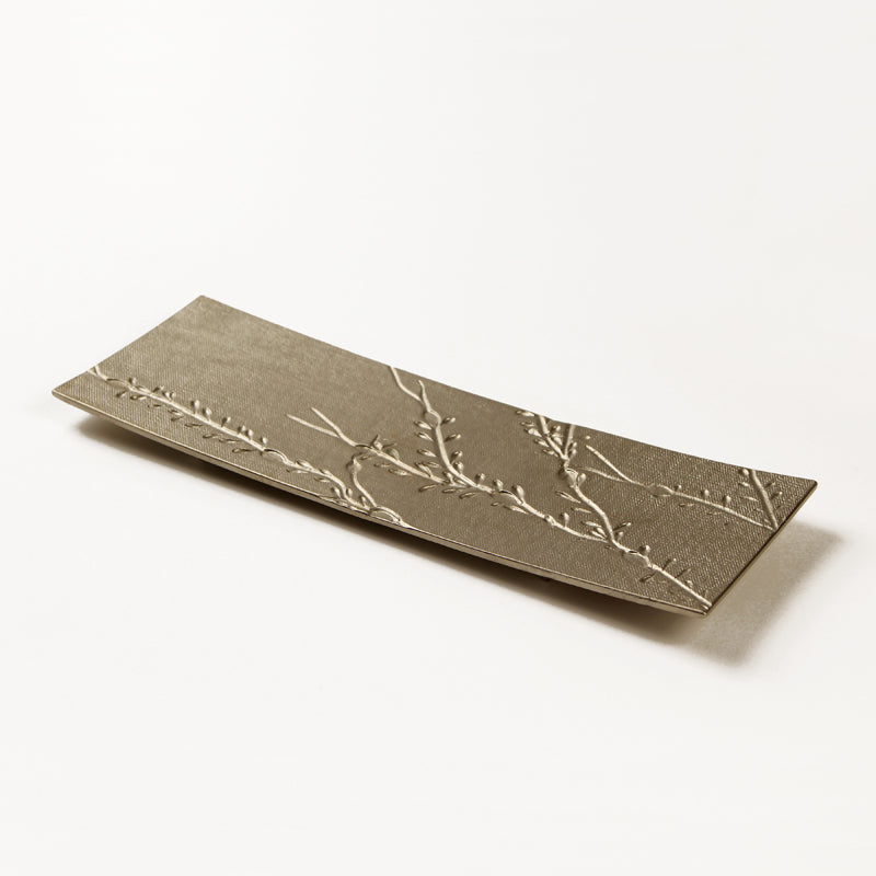 silver metal serving tray