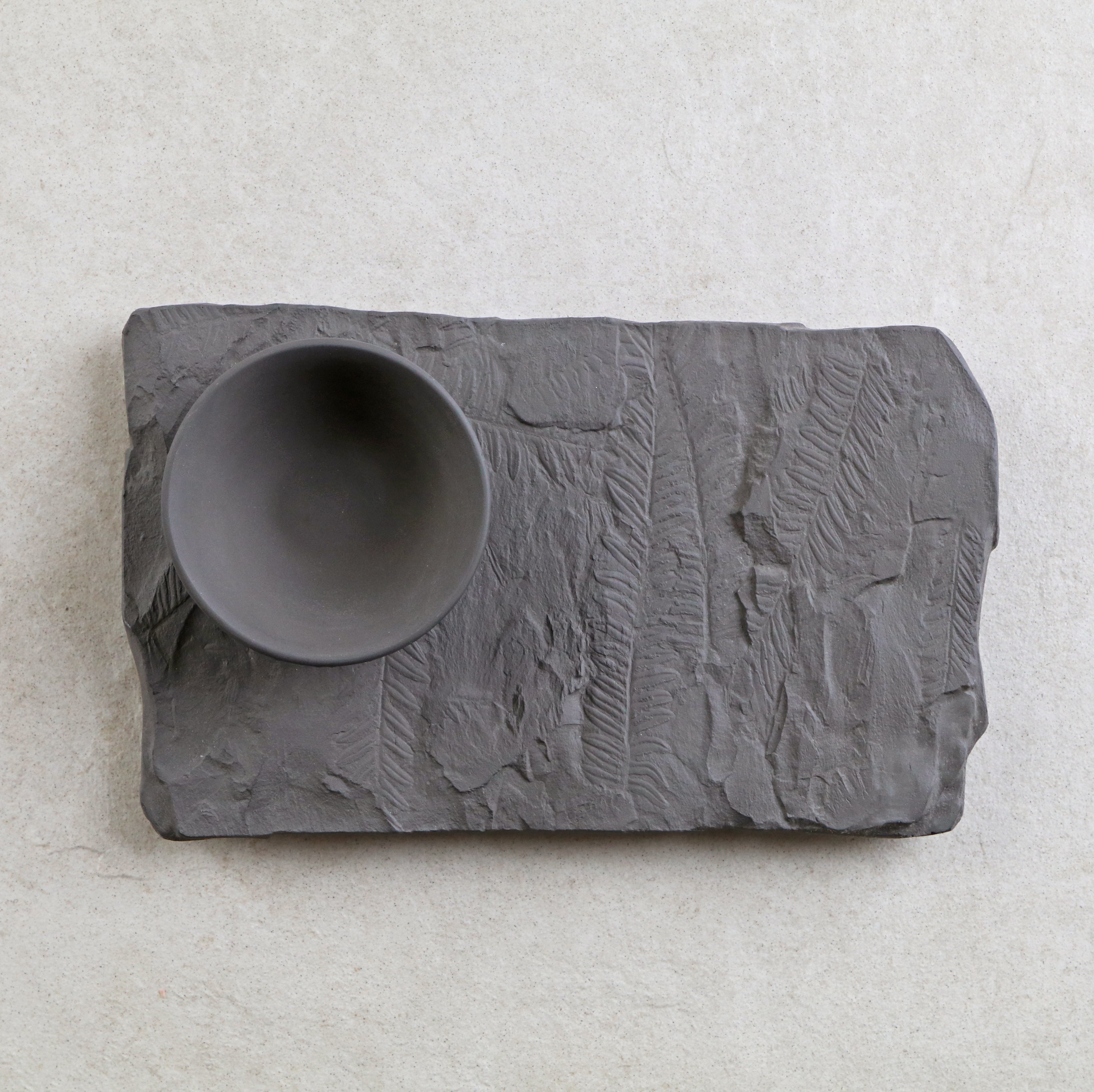 Fossilized Fern Metal Serving Platter