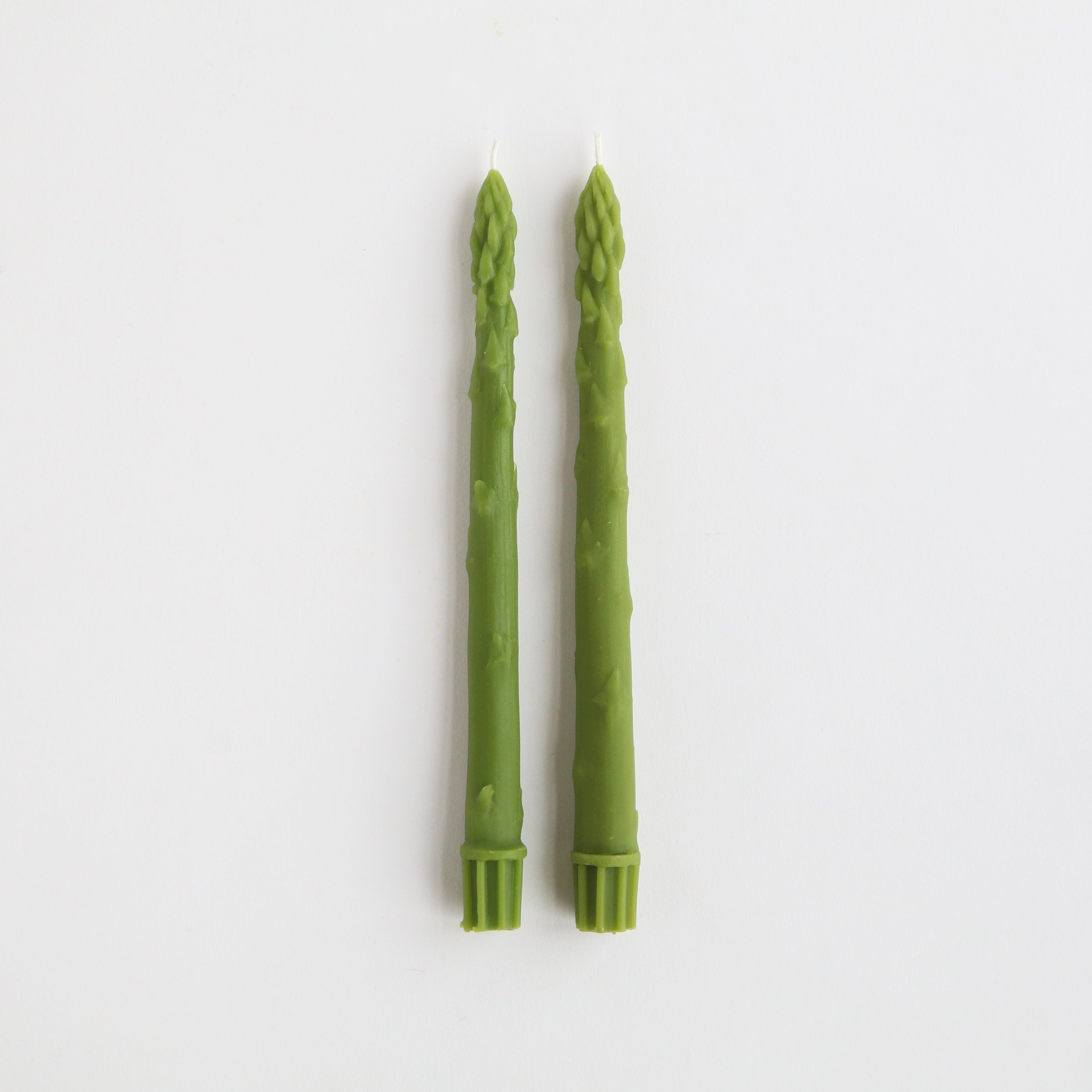 pair of green asparagus taper candles