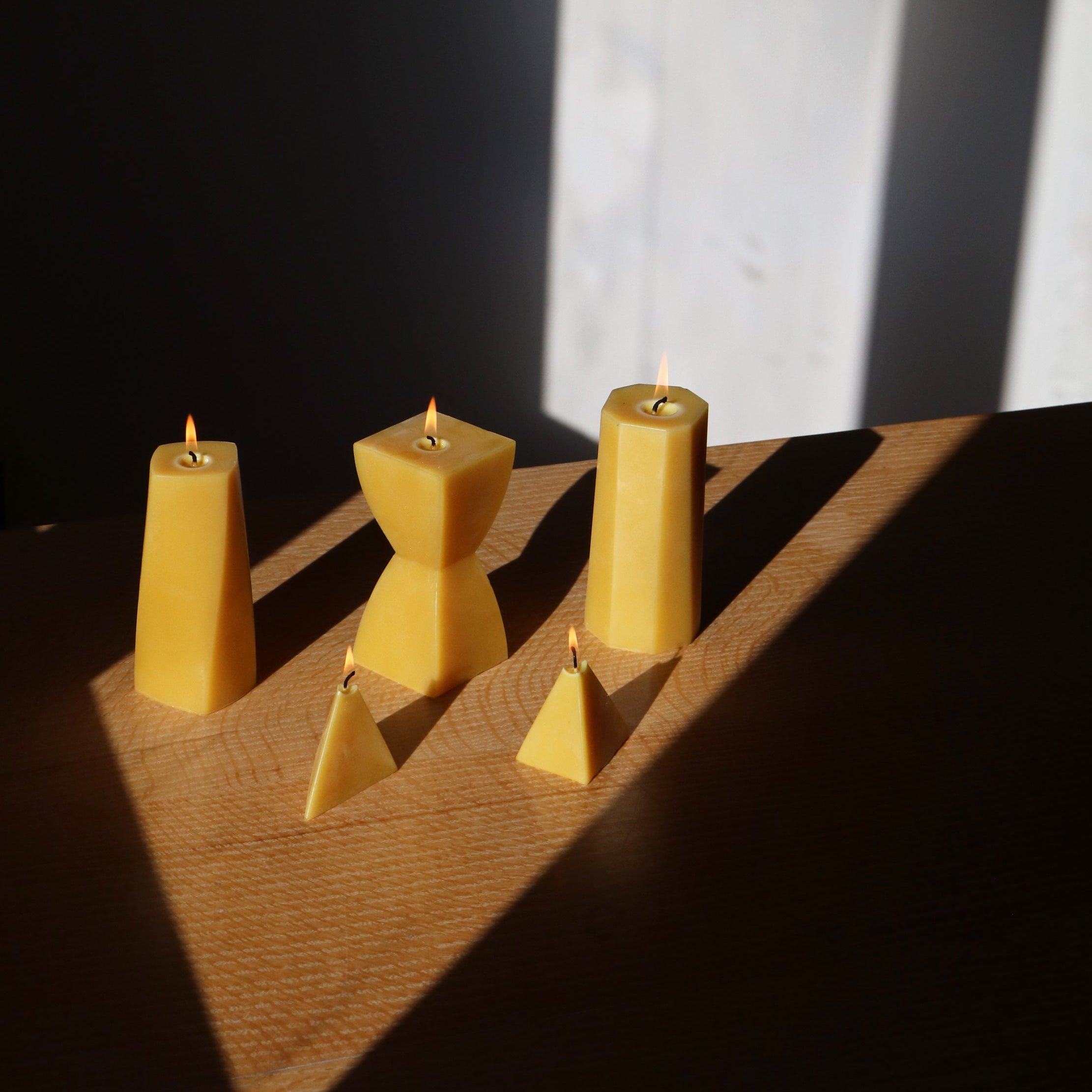 five candles in dark background