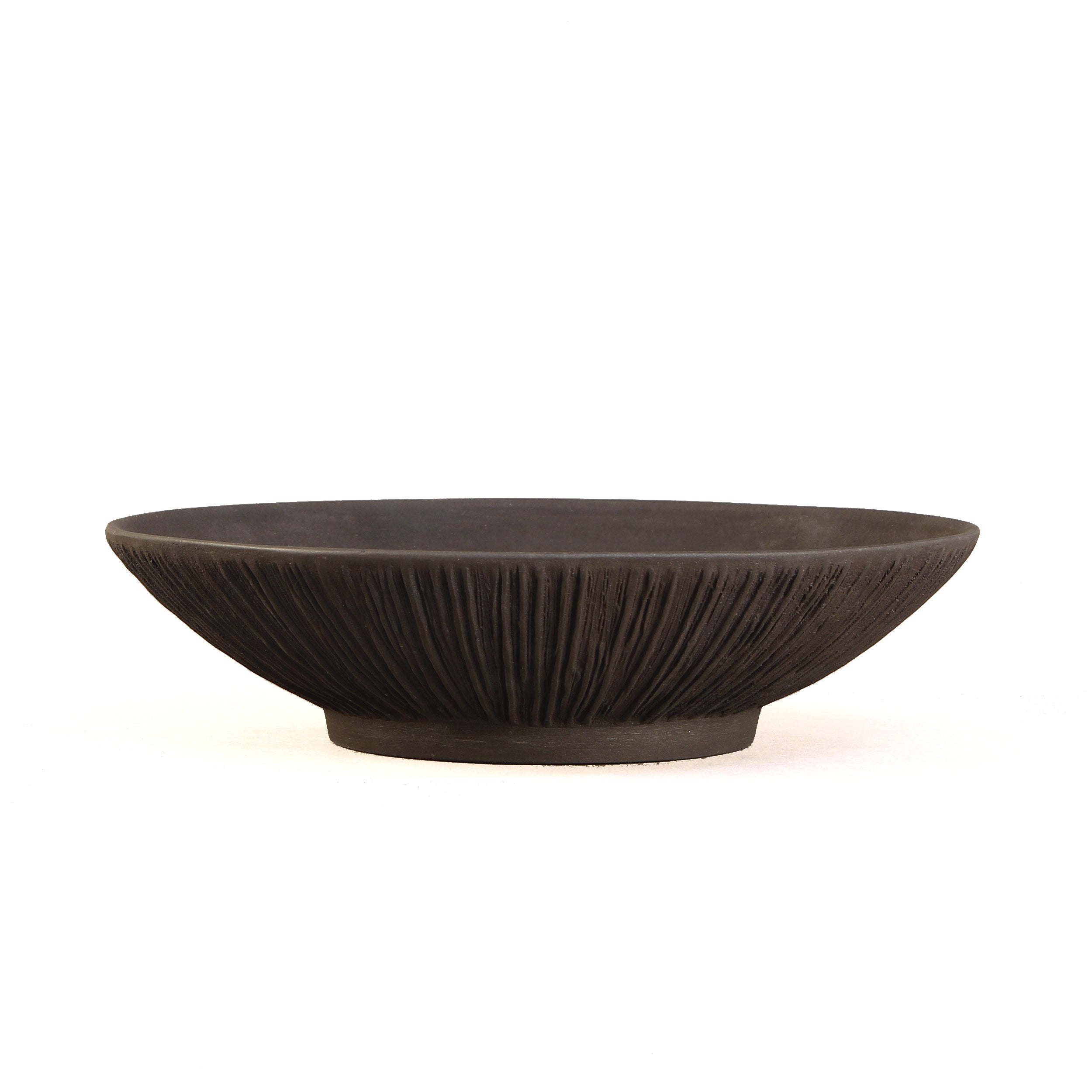 metal serving bowl with texture