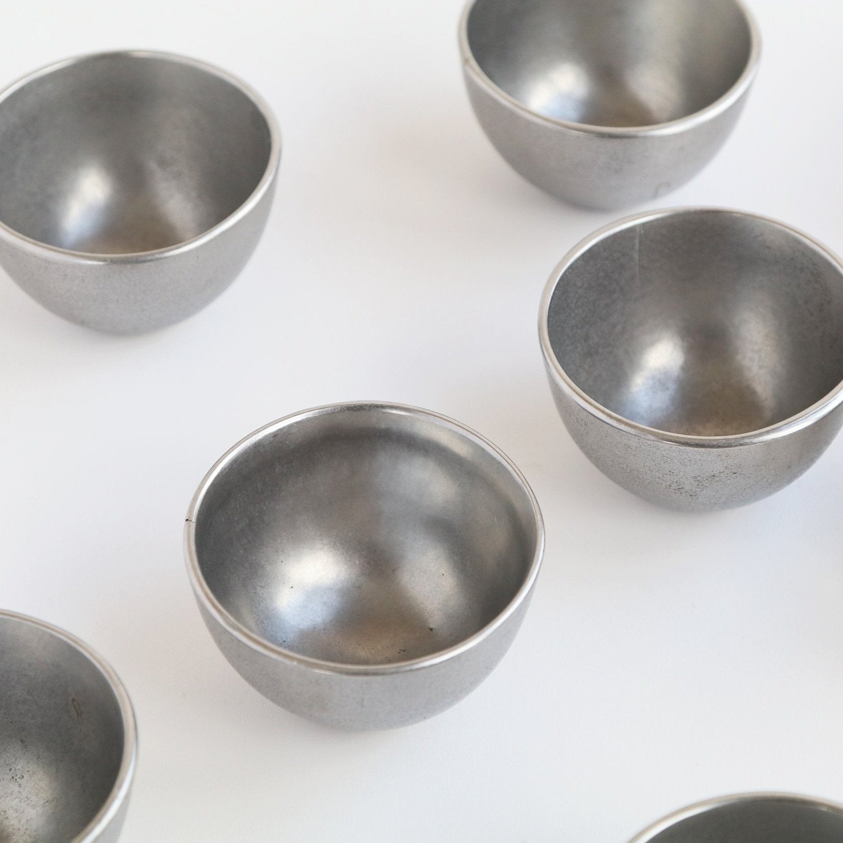 set of stainless steel metal cups